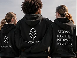 Black “Strong together. Informed together.” team hoodies