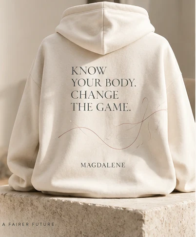 “Know your body. Change the game.” hoodie back
