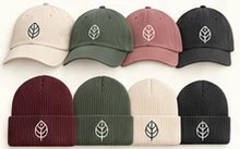 Caps and beanies with leaf mark