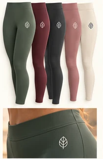 Leggings in sage, merlot, charcoal, rose and cream